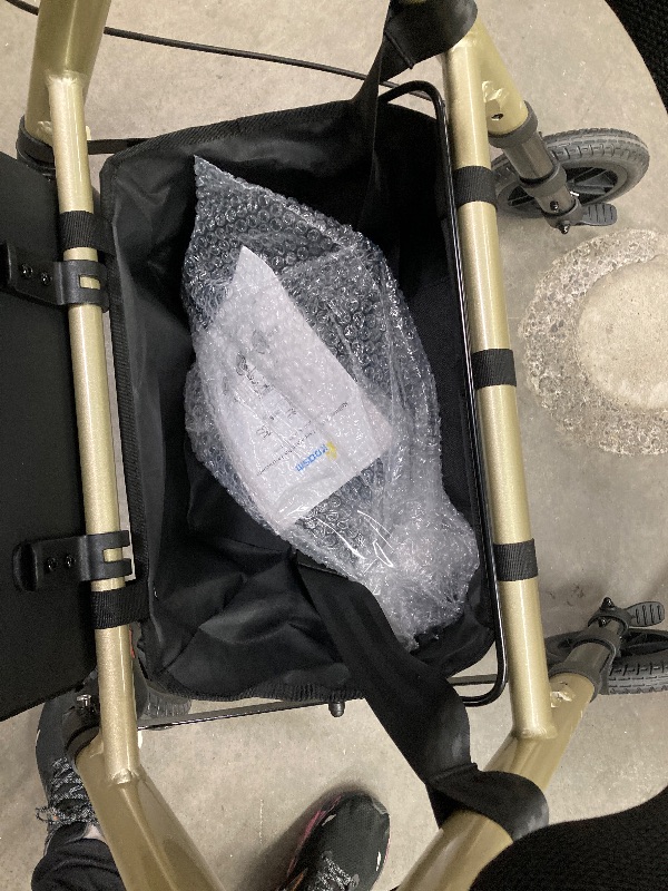 Photo 1 of ***MISSING ONE LEG SUPPORT***Foldable Rollator Walker for Seniors with Seat, Lightweight 2 In 1 Rolling Walkers Wheelchair Combo for Adult, Transport Chair with Brakes, Adjustable Seat and Handle, 300 Lb. Weight Capacity