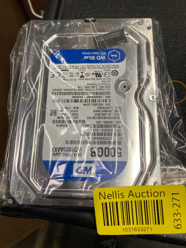 Photo 1 of ***NOT IN ORIGINAL PACKAGE***WD Blue 500GB Desktop Hard Disk Drive - 7200 RPM Class SATA 6Gb/s 32MB Cache 3.5 Inch - WD5000AZLX