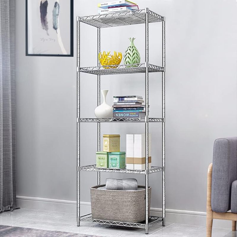 Photo 1 of ***MISSING PARTS***5 Tier Narrow Wire Shelving Unit with NSF Certified, Adjustable Metal Shelf, Tall Storage Shelves for Small Spaces, Laundry, Bathroom, Kitchen, Pantry, 18"D X 21.5"W X 71"H, Chrome