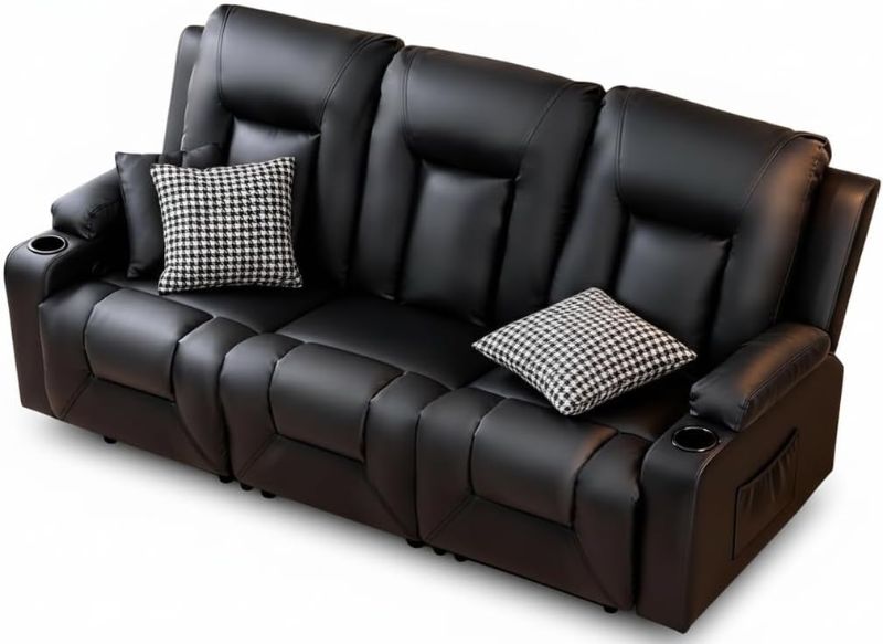 Photo 1 of **COMES WITH 3 BOXES***COMHOMA Living Room Furniture Set,Faux Leather Manual Recliner Sofa Sets with Cup Holders,Reclining Couch,