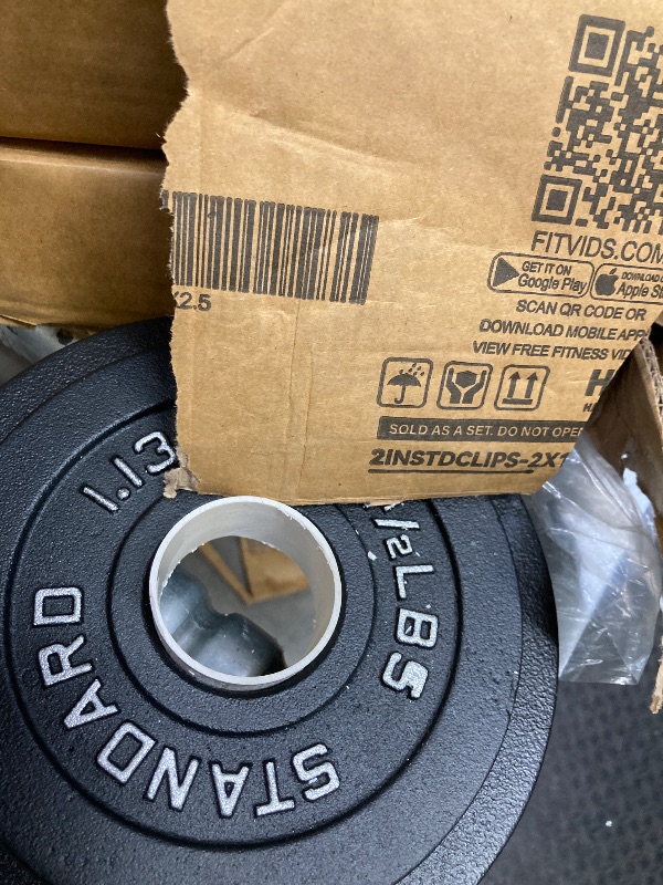 Photo 1 of **MISSING BOXES/CONTAINS ONLY 2-10LB, 4-5LB, AND 2-2 1/2 LBS WEIGHTS/NO BAR****Fitvids Olympic 2-Inch Cast Iron Barbell Set, Including 255 Pounds Weight Plates Set with 7FT Olympic Bar (300 Pounds Total), Multiple Packages
