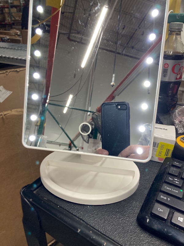 Photo 1 of **NO BOX/NO USB POWER CORD***KOOKIN Lighted Vanity Makeup Mirror 16 Led Lights 180 Degree Rotation Lighted Mirror Touch Screen Adjusted Brightness Desk Mirrors USB Dual Supply Bathroom Beauty Cosmetic Mirrors (White)