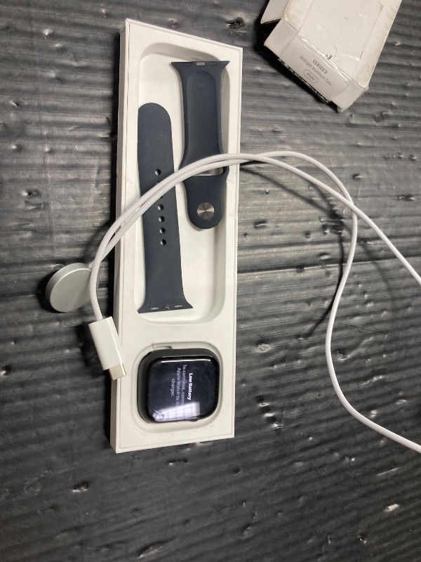 Photo 1 of **Locked**Apple Watch Series 9 GPS 41mm Midnight Aluminum Case with Midnight Sport Band - M/L (Renewed)