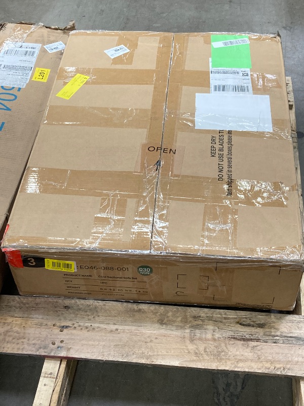 Photo 1 of  BOX 3 ONLY, PARTIAL SET ----------- HYLEORY Sectional Sofa with Ottoman, L Shaped Free Combination Corduroy Couch Furniture Sets for Living Room in Avocado Green
