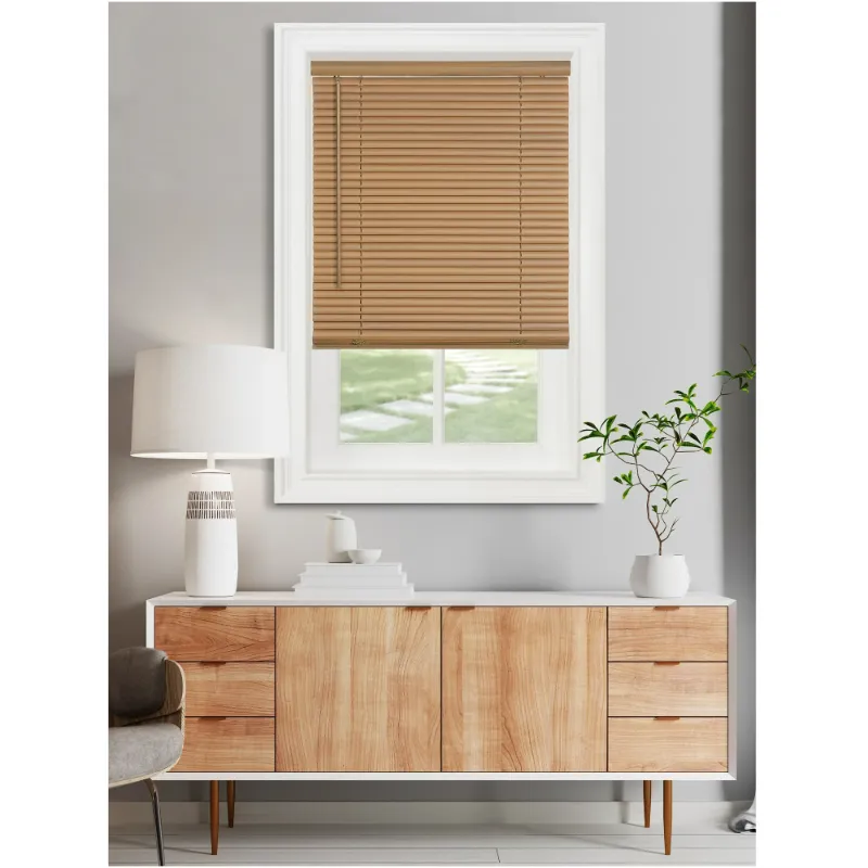 Photo 1 of Achim GII Morningstar Indoor Cordless Woodtone Vinyl Light Filtering Window Mini Blind, 64" L x 35" W