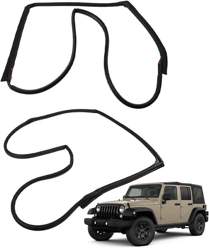 Photo 1 of 2Pcs Front Door Weatherstrip Seal Set Black Left and Right Side Replacement for 2007-2018 Wrangler 55395274AW 55395275AW