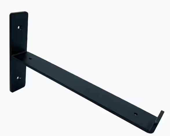 Photo 1 of 12 in. Black T-Shaped Steel Shelf Bracket