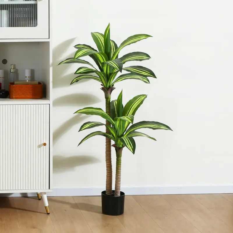 Photo 1 of Artificial Plants, 4ft Dracaena Tree Faux Plants Indoor Outdoor Decor Fake Tree in Pot Silk Plants for Home Decor Office Living Room Porch Patio Perfect Housewarming Gift