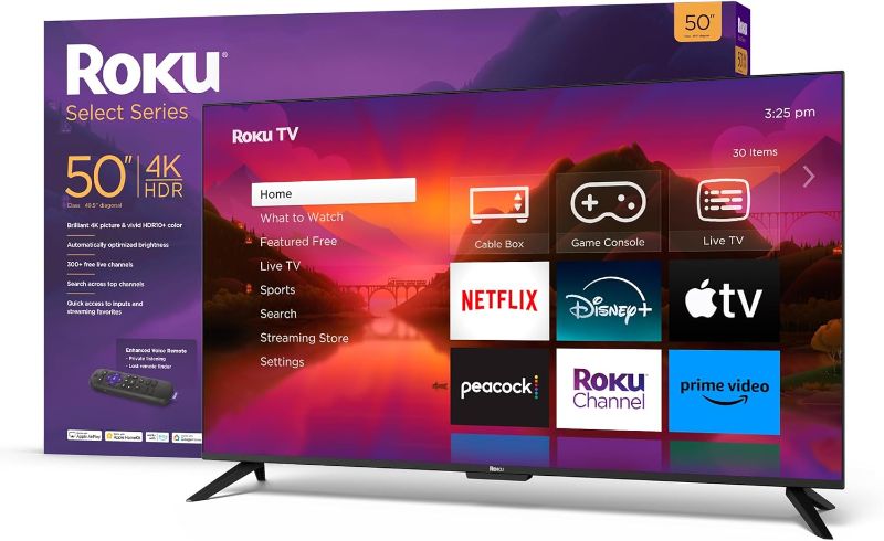 Photo 1 of ***parts only***Roku Smart TV – 50-Inch Select Series 4K HDR RokuTV with Roku Enhanced Voice Remote, Brilliant 4K Picture, Automatic Brightness, & Seamless Streaming – Live Local News, Sports, Family Entertainment