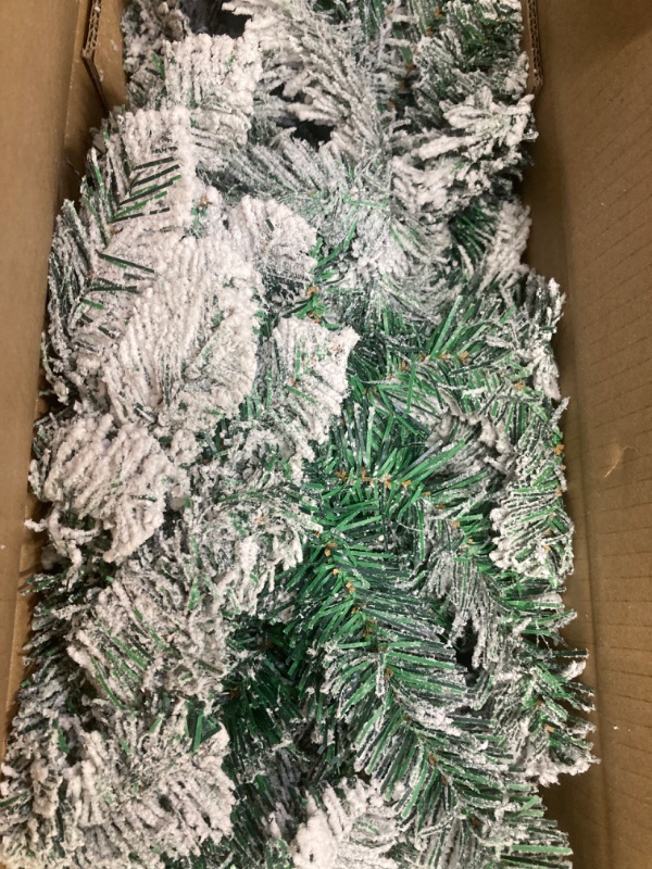 Photo 1 of 3.5 Ft Pre- Premium Snow Flocked Christmas Tree w/ 150 Lights 300 Tips, Hinged Artificial Holiday Xmas Christmas Decoration, Metal Base Stand, White