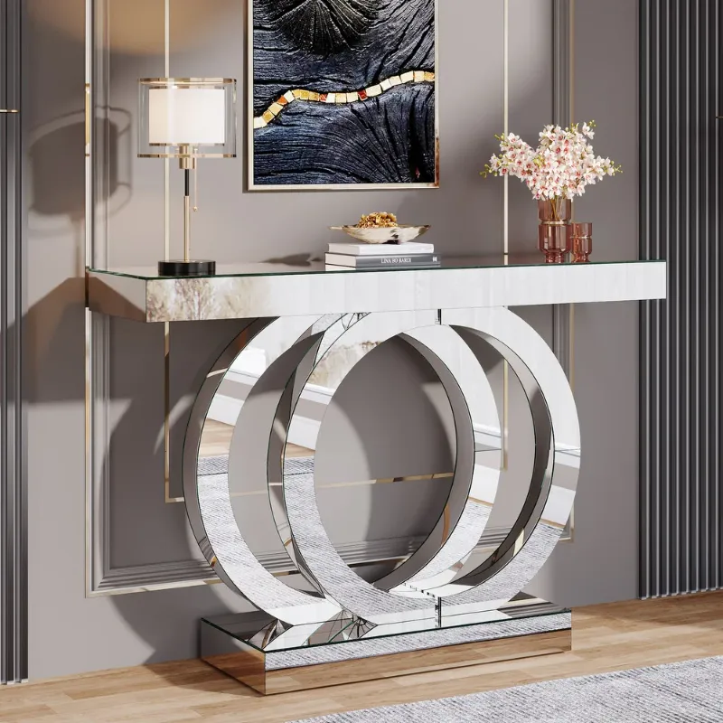 Photo 1 of 43.3 Inches Modern Mirrored Console Table Entryway Table