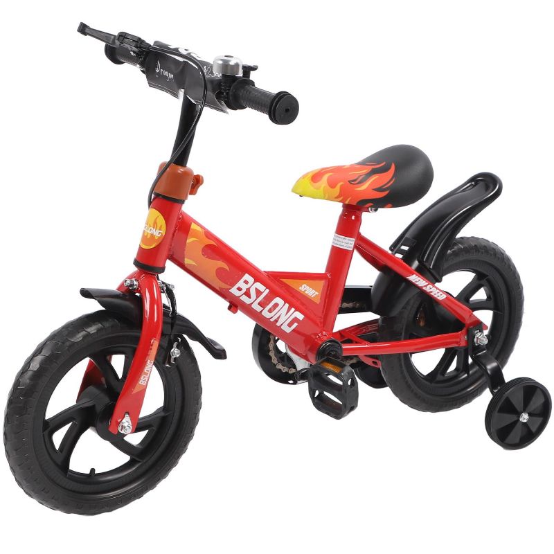 Photo 1 of 12 Inch Kids Bike with Training Wheels, Children Bike with Adjustable Handlebar, Kids Bicycle for Boys Girls Toddlers Age 1 to 5, 2-in-1 Toddler Bike with Handbrake/Bell/Pedals, up to 110lbs