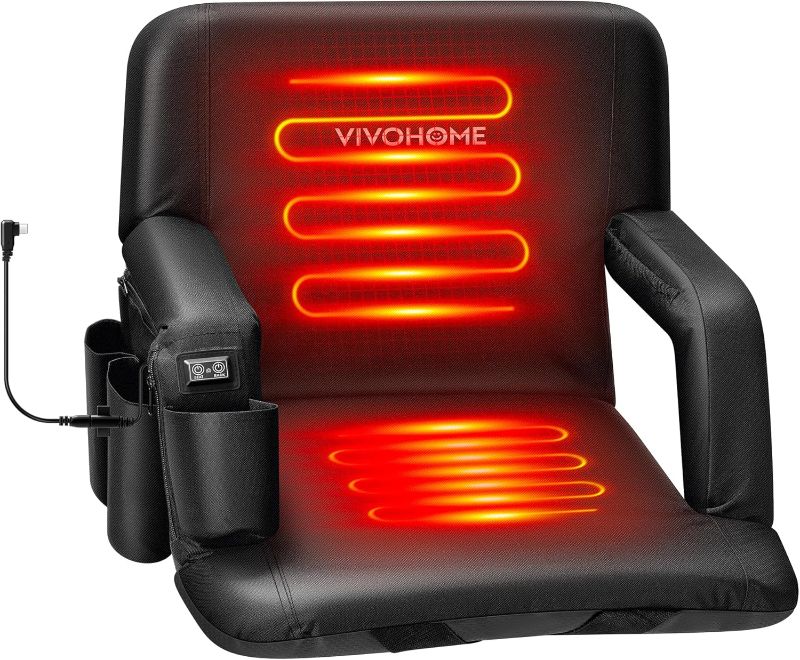 Photo 1 of **see notes**
SPECSTAR Heated Stadium Seats with Back Support and Cushion, Bleacher Chairs with 12V 20W PD Fast Charging Type C Port, 3 Levels of Heat, NTC Overheat Protection System