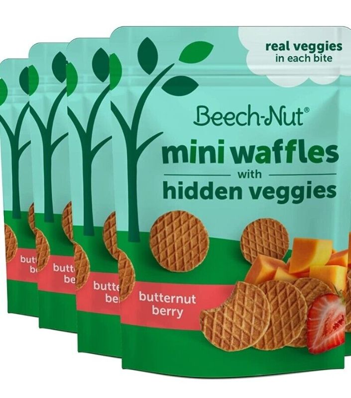 Photo 1 of Beech-Nut, Mini Waffles with Hidden Veggies, 12+ Months, Butternut Berry, 3.2 Oz (90 G)
