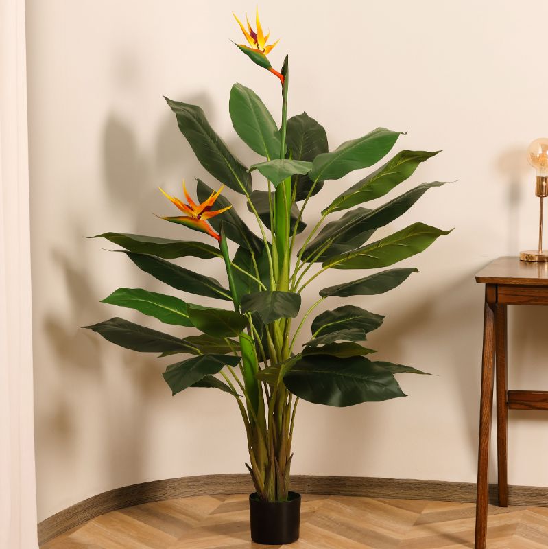 Photo 1 of Artificial Plants, 5ft Faux Bird of Paradise Tree, Fake Plastic Flower Tree, Pre Potted Faux Greenry Tree for Home Decor Office Living Room Indoor, Big Fake Plants Fake House Plants
