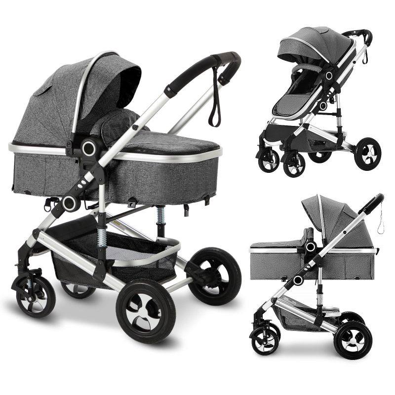 Photo 1 of AILEEKISS 3-in-1 Convertible Baby Stroller, Folding Newborn Stroller with Big Seat, 21LB, Dark Grey
