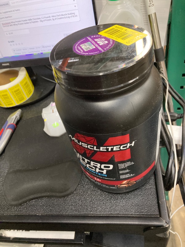 Photo 1 of Muscletech Whey Protein Powder (Milk Chocolate, 2.2 Pound) - Nitro-Tech Muscle Building Formula with Whey Protein Isolate & Peptides - 30g of Protein, 3g of Creatine & 6.6g of BCAA