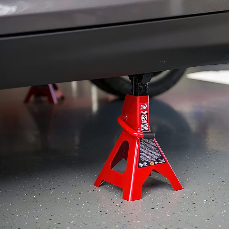 Photo 2 of BIG RED T43202 Torin Heavy Duty Steel Jack Stands: 3 Ton (6,000 lb) Capacity Car Lifting Stand,1 Pair (Not Suitable for SUV,Truck)