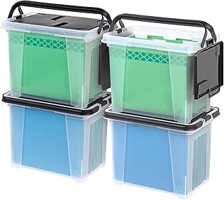 Photo 3 of 
IRIS USA File Box File Organizer w/ Wing Lid for Letter/Legal File, Water Resistant Document Box, BPA-Free Plastic Storage Bin Organizer with Handles, Stackable, Nestable, Clear 18 Qt. 4Pack
100+ bought in past month