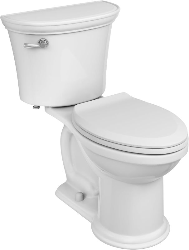 Photo 2 of American Standard 611AA001.020 Heritage VorMax Two-Piece Toilet with Slow-Close Seat and Wax Ring, Elongated Front, Chair Height, White, 1.28 gpf