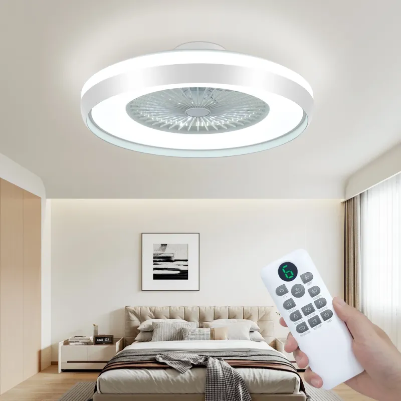 Photo 1 of  Ceiling Fan with Light, Low Profile Ceiling Fans with 3-Color Dimmable Lights, Remote & APP Control, 6 Speed, Smart Bladeless Flush Mount LED Ceiling Fan
