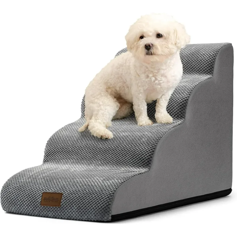 Photo 1 of Dog Stairs for Small Dogs, Pet Stairs Toys for High Beds and Couch, Pet Ramp for Small Dogs and Cats, 4-Step Grey
