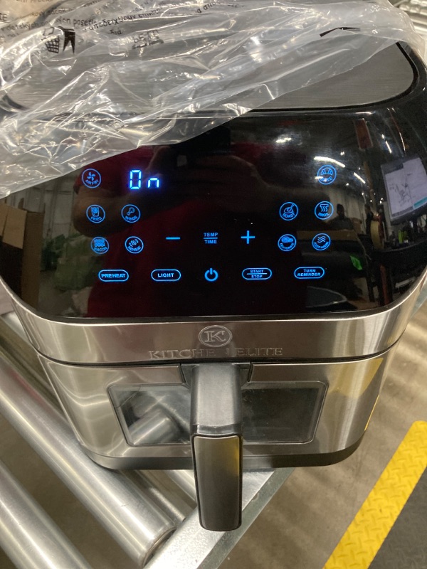 Photo 3 of Air Fryer 8 Qt Large Size With Clear Window, 8 Presets, 3 Special Features Turn Reminder, Preheat, Light, True One-touch Panel, 360° Turbo Airflow Tech, Nonstick Basket,Stainless Steel