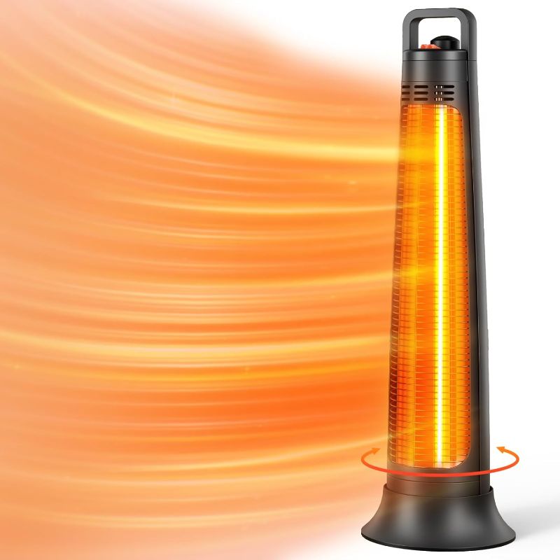 Photo 1 of 
Patio Heater Electric, Portable Outdoor Heater, 1200W, 3S Instant Heating, Infrared Heater with 60°Oscillating, 180min Timer, Tip-over Protection, Super Quiet Heater for Indoor Outdoor Use, Black