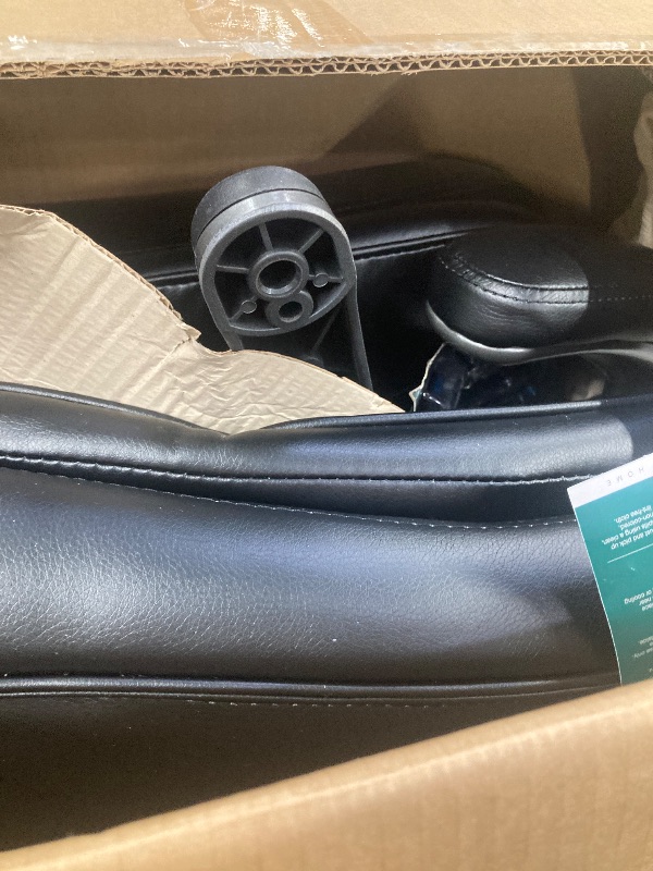 Photo 1 of COLAMY Leather Executive Office Chair - High Back Home Computer Desk Chair with Padded Flip-up Arms