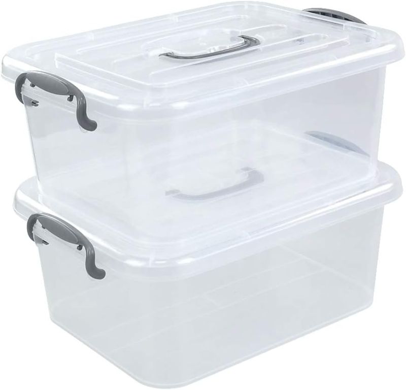 Photo 1 of 2-Pack Clear Storage Latch Box, Plastic Containers with Lids