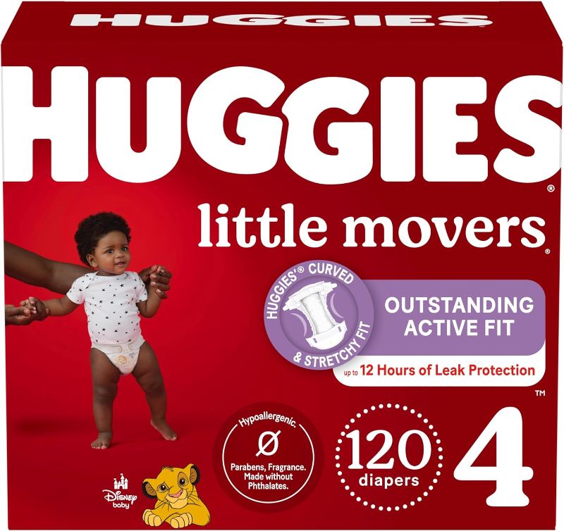 Photo 1 of 
Huggies Size 4 Diapers, Little Movers Baby Diapers, Size 4 (22-37 lbs), 120 Count