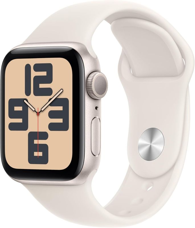 Photo 1 of ((( just watch face))) Apple Watch SE (2nd Gen) [GPS 40mm] Smartwatch with Starlight Aluminium Case with Starlight Sport Band S/M. Fitness and Sleep Trackers, Crash Detection, Heart Rate Monitor, Retina Display
