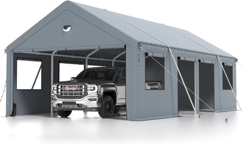 Photo 2 of 
Carports 13X25 Heavy Duty?Portable Car Port Garage?Carport Canopy with Side Doors?Outdoor Car Shelter All Weather,Grey
Style:13x25 Grey