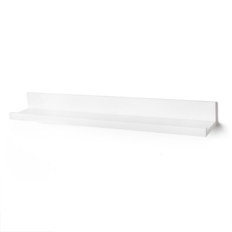 Photo 1 of  Engineered Wood Floating Shelves for Wall with Lipped Ledge - Long Floating Wall Shelves for Bedroom, Bathroom, Kitchen, Office, and Living Room - White