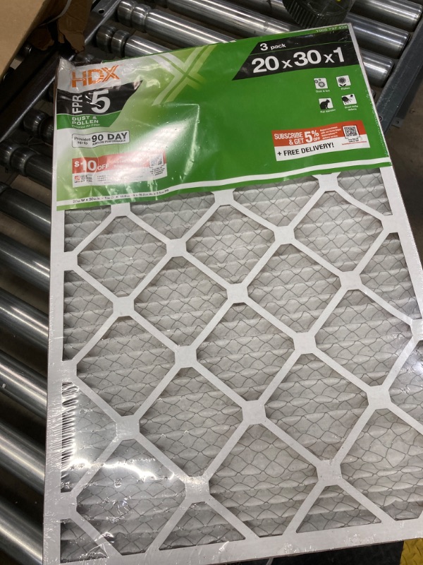 Photo 1 of 20 in. x 30 in. x 1 in. Standard Pleated Furnace Air Filter FPR 5, MERV 8 (3-Pack)


