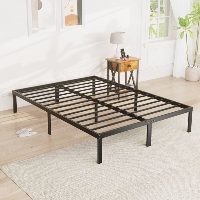 Photo 1 of edx King Size Bed Frame with Ample Storage Space, Sturdy Steel Slat Support, 14-Inch Height, No Box Spring Needed, Heavy-Duty Metal Platform