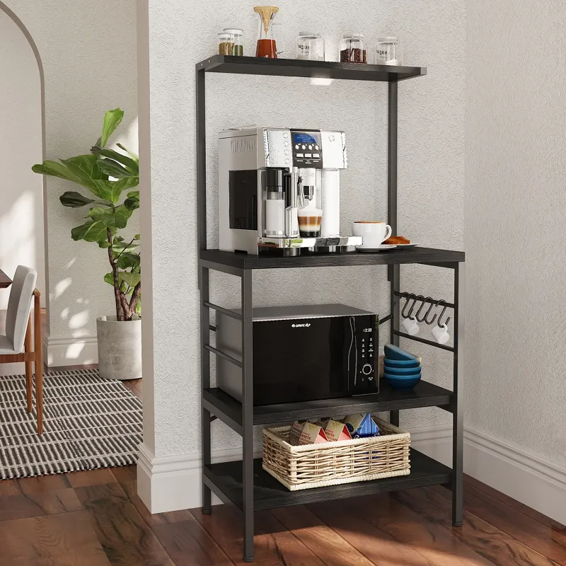 Photo 1 of Behost Kitchen Baker's Rack Storage Shelf Microwave Cart Oven Stand Coffee Bar,Black
