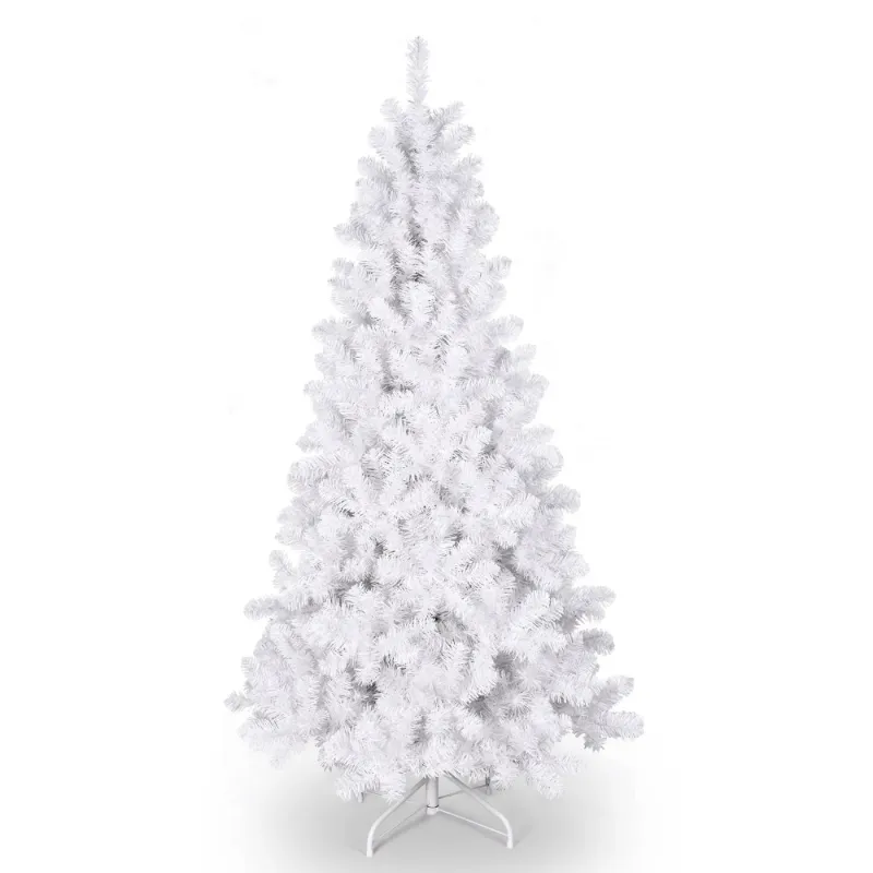 Photo 1 of Bringstar 6FT Pre-Lit White Christmas Tree, Hinged Artificial Xmas Tree w/ Premium PVC Branch Tips
