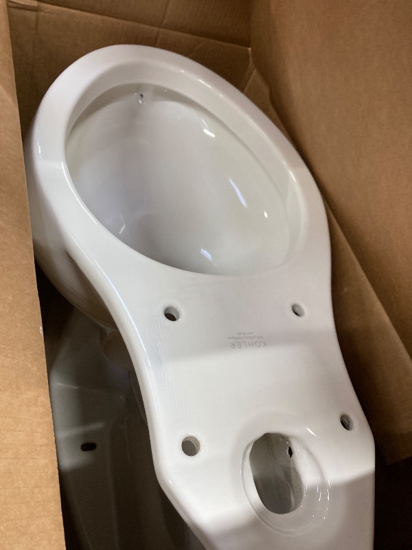 Photo 2 of ***ONLY THE BOWL, MISSING TANK****KOHLER K-25224-0 Highline Tall Two-Piece Elongated Toilet with Left-Hand Trip Lever, Elongated Toilet Bowl, 1.28 GPF, White