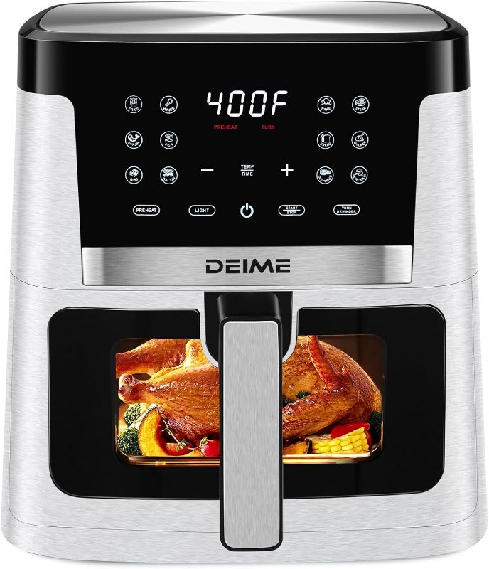 Photo 1 of 
DEIME Air Fryer 7.5 QT 1700W Oilless Oven Healthy Cooker Air Fryers Large Capacity with 12 Presets, Visible Cooking Window, LCD Touch Screen, Customerizable...
Color. BLACK-M