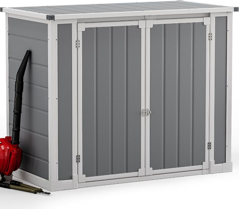 Photo 1 of 
DWVO 4.7x2.5 FT Outdoor Storage Shed w/o Shelf, 35Cu.ft Horizontal Resin Tool Shed with Hydraulic Gas Rod and 3 Locks for Garden, Trash Cans, All-Weather...