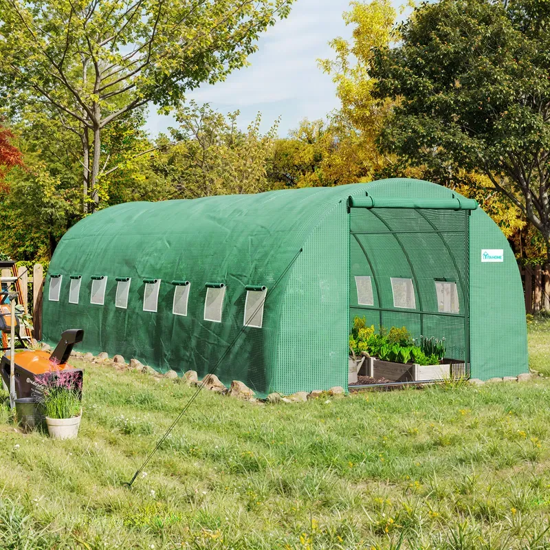 Photo 2 of 26 ft Metal Framed Walk-in Tunnel Greenhouse Kit with Polyethylene Cover