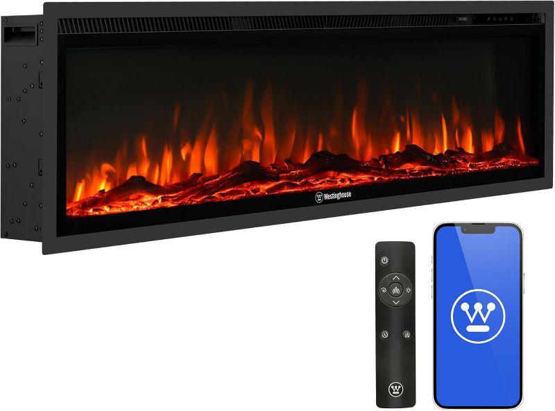 Photo 1 of 
Westinghouse 50 Inch Electric Fireplace Heater, Compatible with Alexa & Google Home, Wall Mount or in-Wall Recessed Fireplace Insert, 24 Hour Timer,...