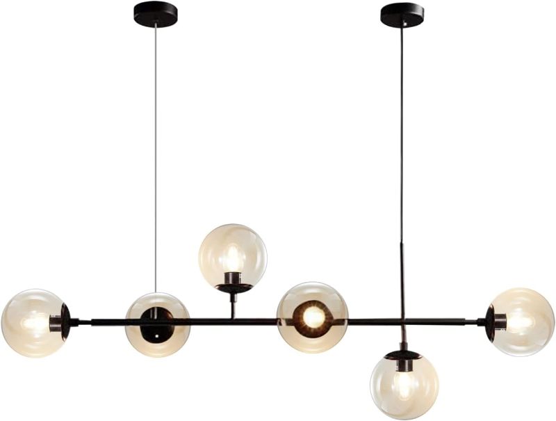 Photo 1 of 
KCO Lighting 6-Light Modern Globe Sputnik Chandelier Mid Century Black Pendant Light Chandelier Dining Room Linear Pendant Lighting Kitchen Island...