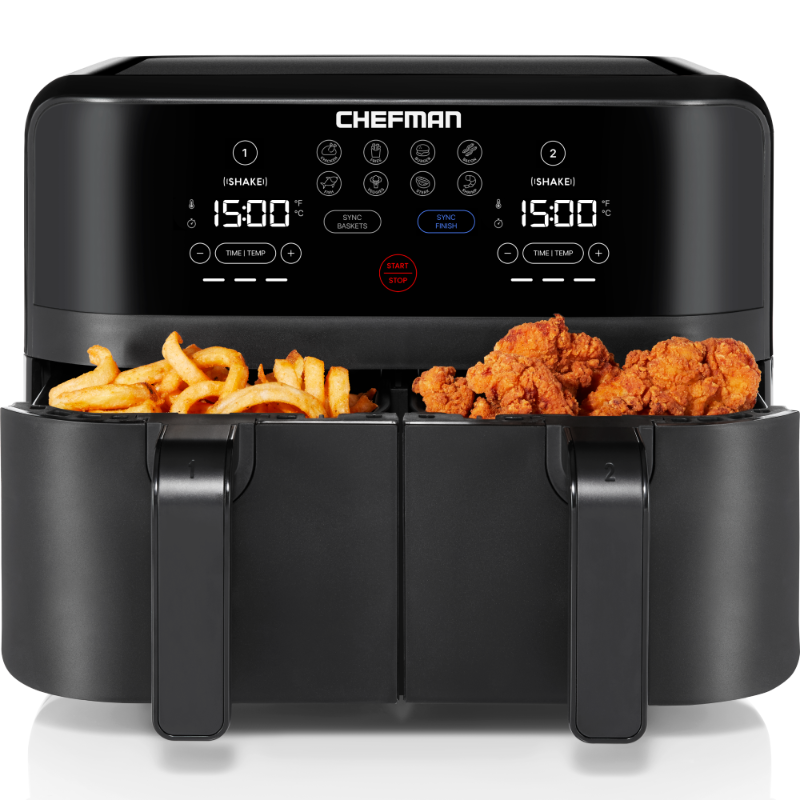 Photo 1 of Chefman TurboFry Digital Touch Dual Basket Air Fryer, XL 9-Quart