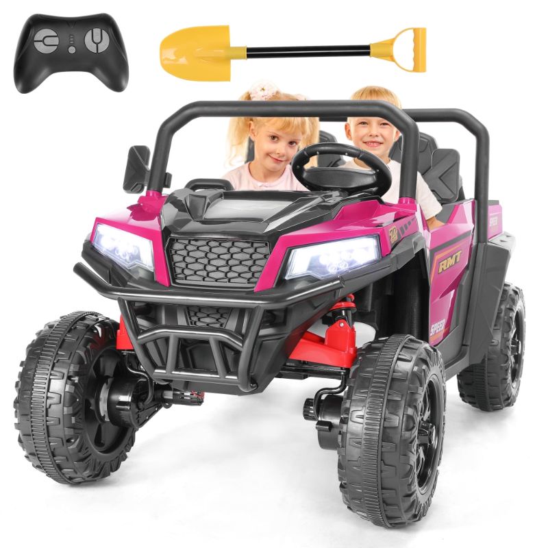 Photo 1 of FUNTOK 24V 2 Seater Kids Electric Ride on Truck,4 x 200W Motor Battery Powered UTV,4WD Motorized Cars for Toddler w/ Dump Bed,Shovel,Remote Control,Bluetooth & 4 Wheel Suspension,Pink