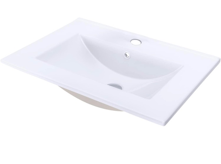 Photo 1 of 24" x18.5" Bathroom Sink Rectangle Porcelain Ceramic Bathroom Vessel Sink Vanity Top Drop-In White