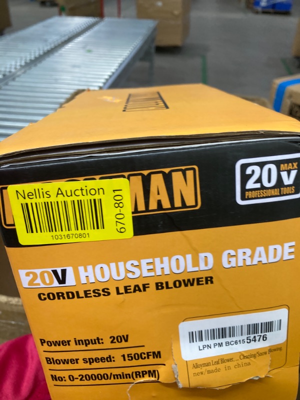 Photo 1 of Alloyman Leaf Blower, 20V Cordless Leaf Blower, Leaf Blower Cordless with 2.0Ah Battery and Charger, Electric Leaf Blower for Yard Cleaning/Snow Blowing.