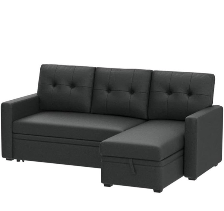 Photo 1 of ***see notes***
Devion Furniture L-Shaped Polyester Fabric Reversible, Easy Convertible Pull-Out Sleeper Sectional Sofa/Storage Chaise with Tufted Back Cushions and Track Arms in Dark Gray