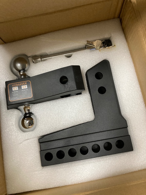 Photo 2 of Adjustable Trailer Hitch-Drop Hitch Fits 2.5inch Receiver -6" Drop/Rise Tow Hitch with 2" and 2-5/16" Tow Balls-18500GTW with Double Anti-Theft Pins Locks, Black